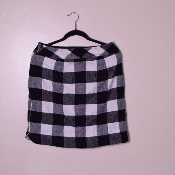 Women's Talbots Wool Blend Black & White Buffalo Check Plaid Skirt - Size 4 - Picture 3 of 6